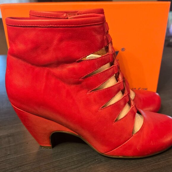 Miz Mooz Red THRONE Lace Cutout Ankle Boots - Picture 6 of 6